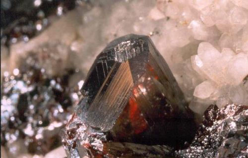 Pirargirita. Cristal 1 cm. Zacatecas, México. Col. Nacho gaspar. Foto Manuel de Torres, 2002 (Autor: Nacho)