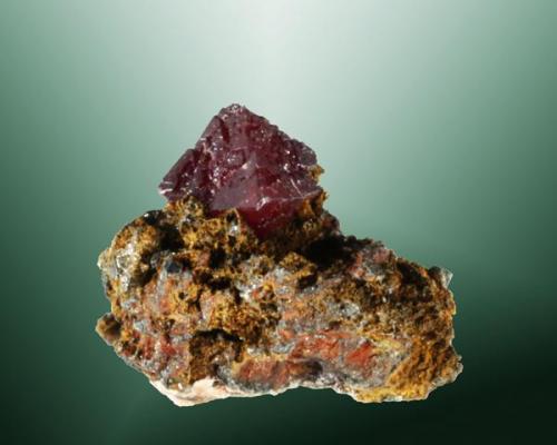 Cuprita
Tsumeb, Otavi (mts.), Tsumeb (constituéncia), Oshikoto (prov.), Namibia.
1,0 x 1,2 x 0,7 cm. / cristal pral.= 0,7 x 0,7 x 0,6 cm.
Cristal octaédrico rojo en matriz.
Ejemplar obtenido en 1982. (Autor: Carles Curto)