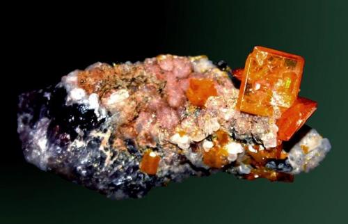 Wulfenita
Tiger, Pinal Co., Arizona, EUA. Mammoth (m).
4,6x3,1x2,1cm. / 0,9x0,8x0,2 cm. (cristal pral.)
Cristales laminare de color naranja en matriz.0,8 x 0,2 cm.
Ejemplar de 1975
MINDAT ID: 191087 (Autor: Carles Curto)