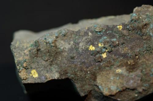Oro nativo sobre Percilita y pórfido
mina Galama, Sierra Gorda, Chile
75x40x30 mm (Autor: Juan María Pérez)