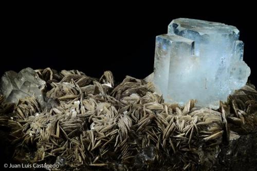 Berilo var. aguamarina. 
Gilgit. Paquistán.
11x6 cm. Cristal mayor 4 cm (Autor: Juan Luis Castanedo)