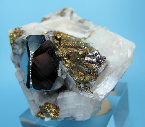 Carrollita, calcita, calcopirita
Kamoya South II Mine, Kamoya, Kambove District, Katanga Copper Crescent, Katanga, Zaire
52 mm x 46 mm x 41 mm (Autor: Carles Millan)