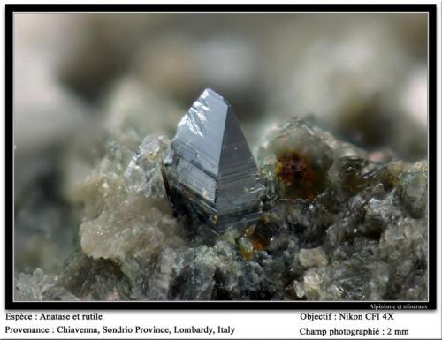 Anatase, rutile
Chiavenna, Sondrio, Lombardy, Italy
fov 2 mm (Author: ploum)