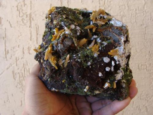 Galena, mimetite, calcite, wulfenite and goethite
Mapimí, Durango, Mexico.
14 x 14 cm. (Author: javmex2)