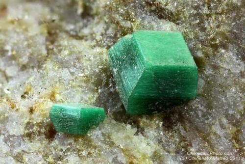 Torbernite
Bric Colmè, I Cardin, San Giacomo, Roburent, Cuneo Province, Piedmont, Italy
2.02 mm group of two green Torbernite crystals (Author: Matteo_Chinellato)