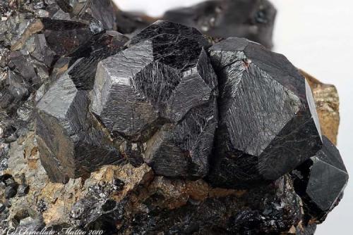 Andradite
Monteneve Mine (Schneeberg Mine), Passiria Valley (Passeier Valley), Bolzano Province (South Tyrol), Trentino-Alto Adige, Italy
27.23 mm group of rarest black Andradite crystals from this old locality. Ex B.Stürtz Collection (Author: Matteo_Chinellato)