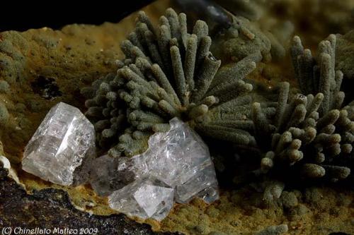 Heulandite-K, Smectite
Contrada Conche, Main Mt., Arzignano, Vicenza Province, Veneto, Italy
6.36 mm area with two Heulandite-K crystals and Smectite tufts (Author: Matteo_Chinellato)