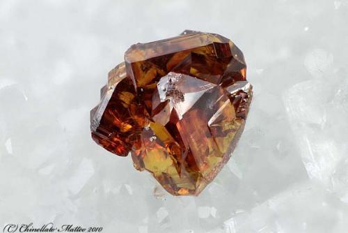 Sphalerite
La Facciata quarry, Carrara, Apuan Alps, Massa-Carrara Province, Tuscany, Italy
1.47 mm red-orange complex Sphalerite crystal on marble (Author: Matteo_Chinellato)