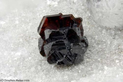 Sphalerite
Madielle Quarries, Massa, Apuan Alps, Massa-Carrara Province, Tuscany, Italy
Strange 1.88 mm Sphalerite crystal (Author: Matteo_Chinellato)
