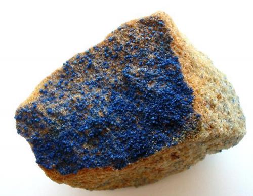 Azurite
Güte Gottes mine, Mechernich, Eifel, Germany
6,5 cm
Small azurite aggregates on sandstone. (Author: Andreas Gerstenberg)