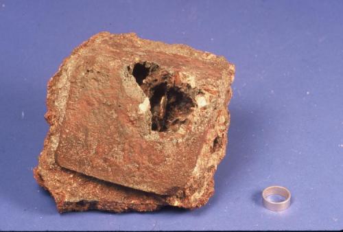 Hematite @ pyrite ( kyanite inside)
Graves Mt., GA
(1 cm ring) (Author: John Medici)