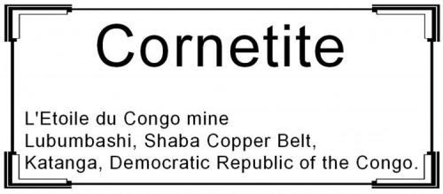Cornetite
L’Etoile du Congo Mine, Lubumbashi, Shaba Copper Belt, Katanga, Democratic Republic of the Congo.
9 x 9 x 5 cm; 322 gram (Author: Louis Friend)
