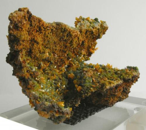 Wulfenite with Mimetite on Limonite
Ojuela Mine, Level 6, San Juan Poniente, Municipio de Mapimí, Durango, Mexico.
14 x 8 x 7 cm: 447 gram (Author: Louis Friend)