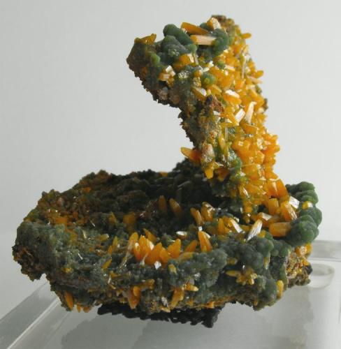 Wulfenite with Mimetite on Limonite
Ojuela Mine, Level 6, San Juan Poniente, Municipio de Mapimí, Durango, Mexico.
14 x 8 x 7 cm: 447 gram (Author: Louis Friend)