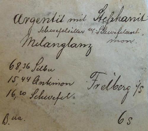 Old label Stephanite Bräunsdorf (Author: Andreas Gerstenberg)