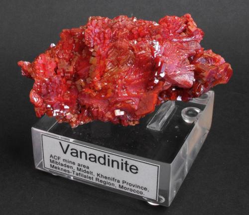 Vanadinite
ACF mine area, Mibladen, Midelt, Khenifra Province, Meknes-Tafilalet Region, Morocco.
10 x 5 x 4 cm; 182 gram
BIG VANADINITE (Author: Louis Friend)