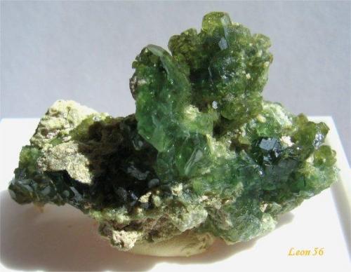 Andradite - variety Demantoid
Antetezambato (Tetezambato), Ambanja, Ambanja District, Diana Region, Antsiranana Province, Madagascar
Specimen size : 6 x 4 x 3.5 cm. Crystal size : 1 cm. (Author: Leon56)