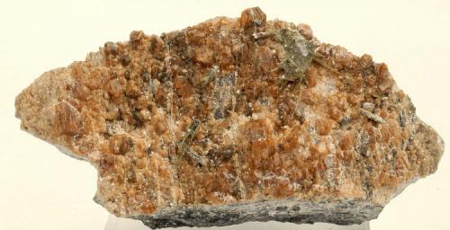 Grosularia Var Hessonita  y Diopsido -
Mina Roca del Turó - Espinavell - Ripollès - Girona - Catalunya - España - 
8,1 x 3,9 x 2,2 cm (Autor: Martí Rafel)