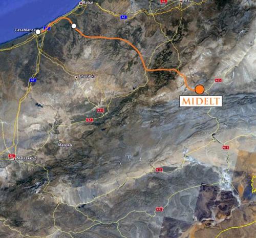 De Rar-el-Anz nos dirigimos a Midelt. 
Google maps. (Autor: Josele)