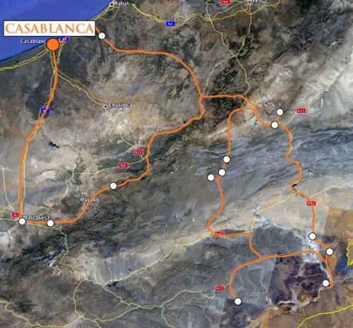 Llegó la hora de volver a Casablanca para coger el vuelo de vuelta a Varsovia.
Google maps. (Autor: Josele)