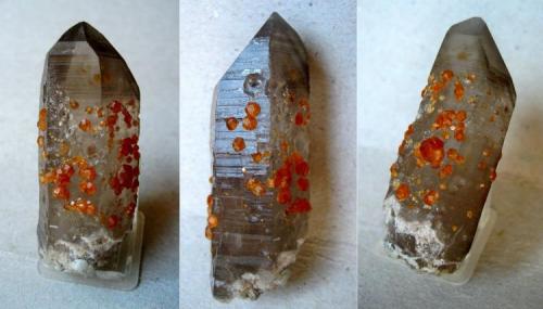 Smoky quartz, spessartine
Wushan Spessartine Mine, Tongbei, Fujian Province, China
Specimen height 60 mm (Author: Tobi)