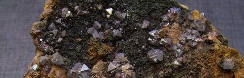 Cuprita y cobre nativo
Tieshan Fe-Cu deposit (Daye iron mine), Tieshan District, Huangshi Prefecture, Hubei Province, China
6,5 x 5 x 2,5 cm.
Detalle de la pieza anterior. (Autor: Antonio Alcaide)