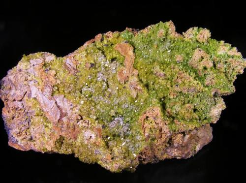 Piromorfita<br />Del General Mines, Cabezarrubias del Puerto, Comarca Valle de Alcudia, Ciudad Real, Castilla-La Mancha, Spain<br />15 x 8 x 5 cm.  Cristales hasta 5 mm. en la parte frontal y hasta 7 mm. en la posterior.<br /> (Autor: Nacho)