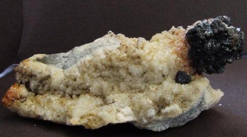 Sphalerite on Dolomite w Quartz.
Smallcleugh cross vein
Smallcleugh Mine,
Nenthead, 
Alston Moor,
Cumbria.
95 x 40 mm (Author: nurbo)