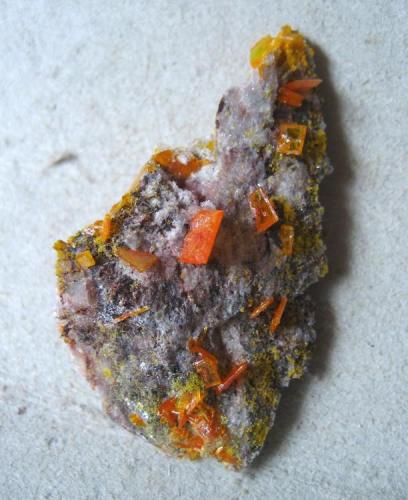 Wulfenite
Rowley Mine, Painted Rock Mts, Maricopa Co., Arizona, USA
Specimen height 45 mm, largest crystal 5mm (Author: Tobi)