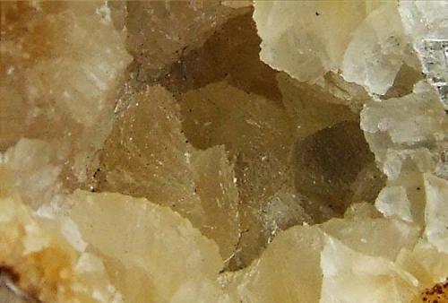 Calcite on Fluorite
Hartley Birkett, Cumbria, UK.
FOV 15 x 10 mm (Author: nurbo)