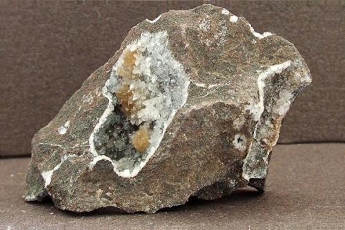 Thomsonite, Calcite and Chabazite
Craighill Quarry, Co Antrim, N. Ireland, UK
45 x 25 mm (Author: nurbo)