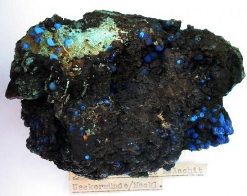 Azurite, malachite
Ueckermünde, Mecklenburg-Vorpommern, Germany.
10 x 7,5 cm (Author: Andreas Gerstenberg)