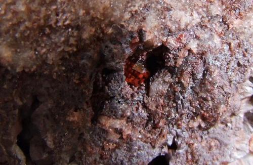 Quartz on Hematite
Frizington Parks Mine, Frizington, Cumbria, England, UK
Quartz crystal 4 mm (Author: nurbo)