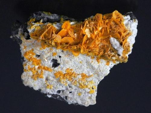 Wulfenite
Stefanie Mine, Bad Bleiberg, Bleiberg District, Carinthia, Austria
Specimen size 6,5 cm (Author: Tobi)