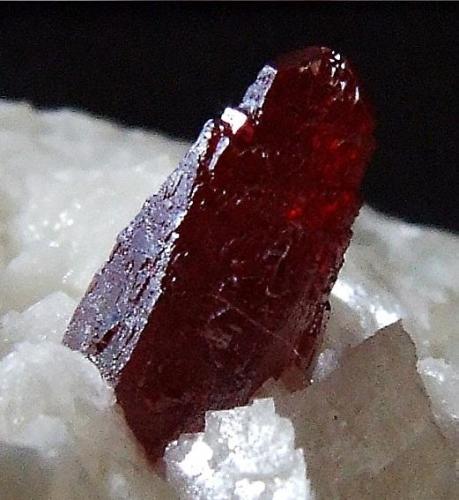 Cinnabar on Dolomite
Fenghuang Co, Hunan Province, China.
Cinnabar crystal 10 mm (Author: nurbo)