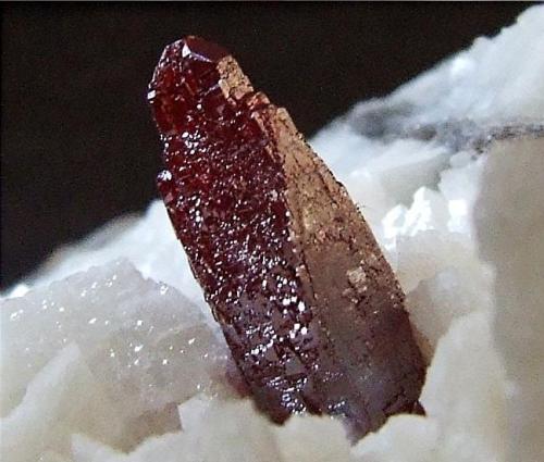 Cinnabar on Dolomite
Fenghuang Co, Hunan Province, China.
Cinnabar crystal 10 mm (Author: nurbo)