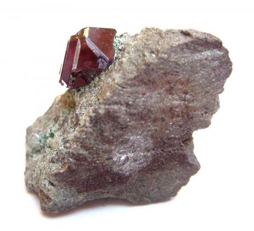 Cuprite
Mashamba West Mine, Kolwezi District, Katanga Copper Crescent, Democratic Republic of Congo (Zaïre)
Specimen size 2 cm, crystal 7 mm
 (Author: Tobi)