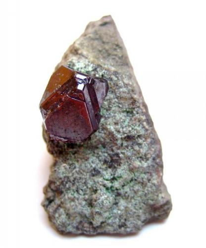 Cuprite
Mashamba West Mine, Kolwezi District, Katanga Copper Crescent, Democratic Republic of Congo (Zaïre)
Specimen size 2 cm, crystal 7 mm (Author: Tobi)