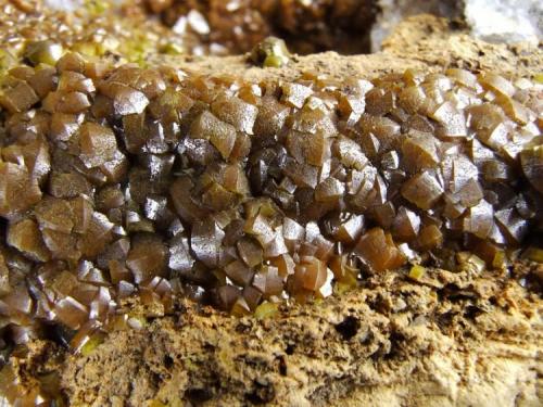 Mimetite (Var Campylite)
Dry ghyll, Caldbeck Fells, Lake District, Cumbria, England, UK.
FOV 30 x 20 mm Approx (Author: nurbo)