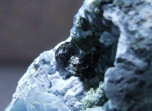 Blue Quartz and Hematite
La Juanona quarry, Antequera, Málaga, Andalusia, Spain
Approx 4 mm across (Author: nurbo)