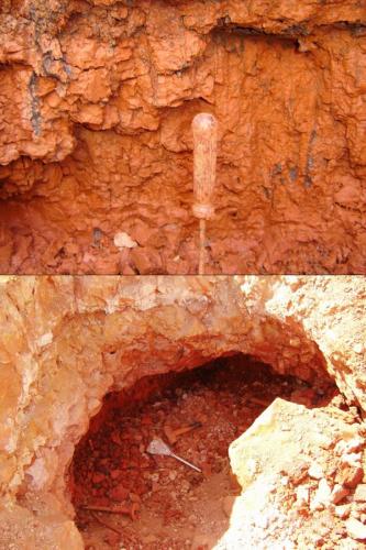 Stalactites were embedded in a thick and fine orange mud that covered everything and everybody (...)
Photo: Fermín (Author: Joan Rosell)