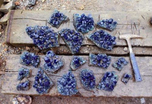 Some fluorite specimens from the mine, June 2009 (Author: Jesse Fisher)