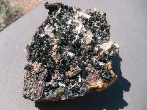 A 15 cm piece of andradite-hematite-chlorite-quartz. Much cleaner than it appears in the photo! (Author: Darren)