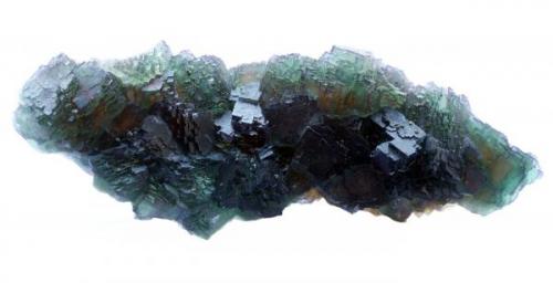 Fluorite crystals up to 6cm with green, purple, blue and orange colour zones, dimensions of the specimen: 25 x 9.5 cm, Bergmännisch Glück Flacher vein, Frohnau, Erzgebirge, Saxony, Germany (Author: Thomas Uhlig)