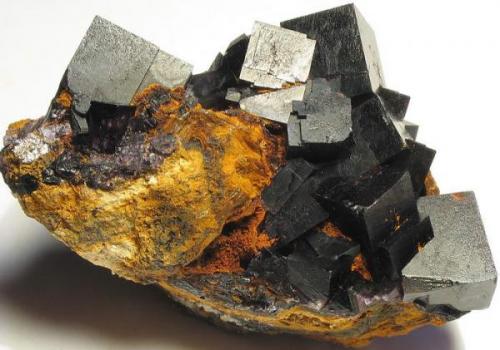 deep black, a bit rough textured Fluorite crystals up to 1 cm, dimensions of the specimen: 4.5 x 3 x 2.5 cm, Auf der Krönung Stehender vein, 10000 Ritter Mine, Frohnau (Author: Thomas Uhlig)