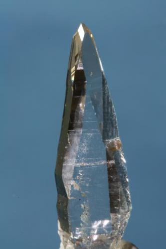This was an unsually shaped crystal pulled from a fissure last year -- perhaps muzo, or just a slender tessin habit, or combination of. . . (Author: Scott LaBorde)