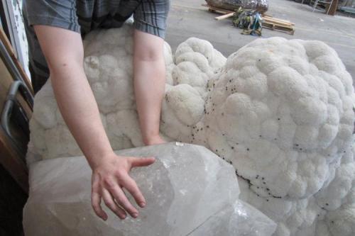 The arms are for scale. Albite and quartz. (Author: vic rzonca)