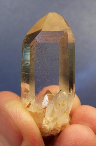 Quartz
Ceres, Western Cape, SA
46 x 16 x 13 mm
One of the faces of the crystal is pitted with minute holes, left by where small metallic crystals once sat. (Author: Pierre Joubert)
