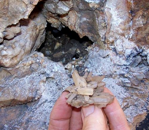 A beautiful little quartz cluster with the small pocket it came from.  Near Robertson, WC. (Author: Pierre Joubert)