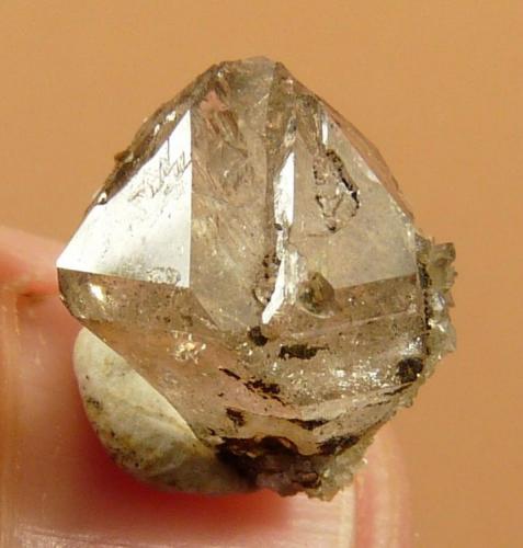 Quartz???
Western Cape, South Africa
13 x 12 mm
I found only two of these crystals in a certain area after many hours of searching and breaking rocks.  If it is quartz, it is a most unusual type. (Author: Pierre Joubert)